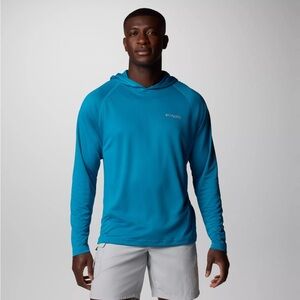 NWT | Columbia PFG |XXL | Blue Hooded Long Sleeve Shirt | Omni-Shade | Reg Fit